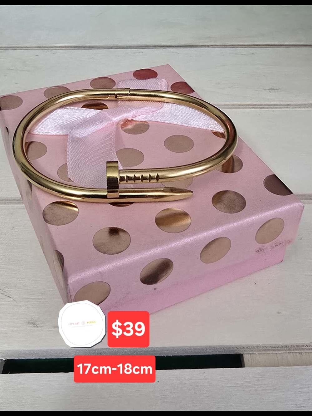 Gold Nail-Style Open Bangle Bracelet